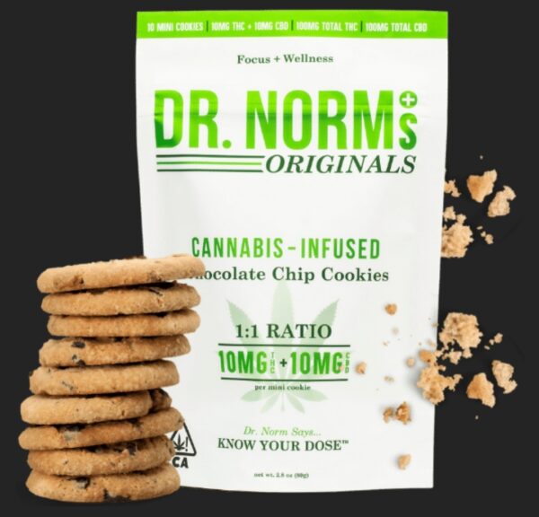 Dr Norms cannabis infused chocolate chip cookies